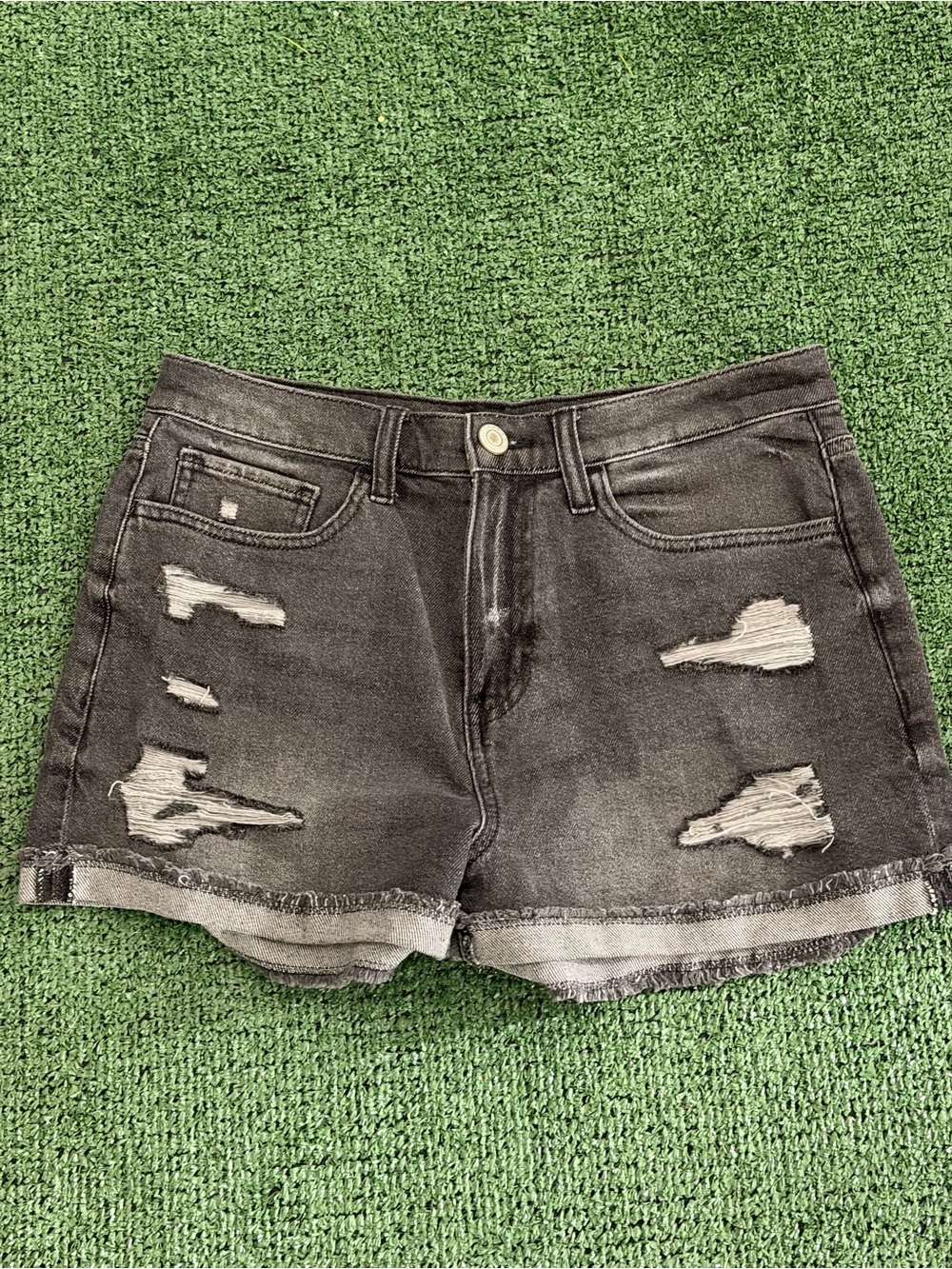 SO Charcoal Distressed Jean Shorts